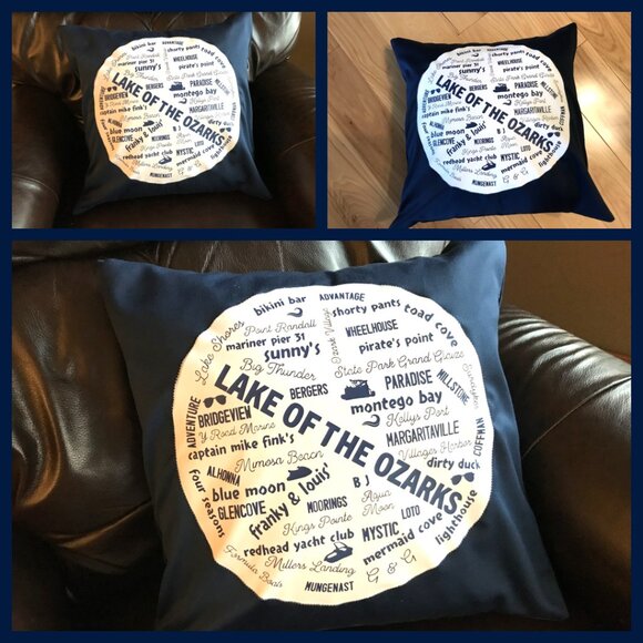 Summer Lake House Pillow Cover, 18x18: Lake of the Ozarks Marinas & Landmarks - Picture 8 of 8